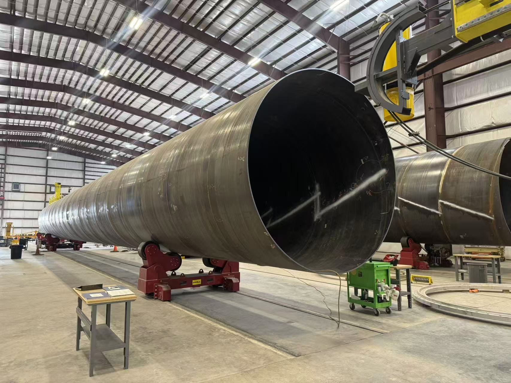 Automated welding equipment for wind tower section fabrication